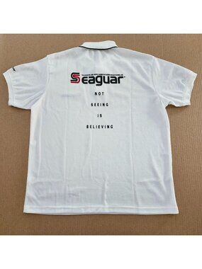 Seaguar Not Seeing Is Believing Men's XXL White Polo Shirt Polyester Fishing App